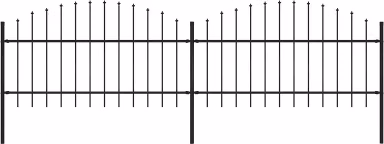 Recinzione da Giardino con Punta a Lancia in Acciaio 359x125 cm Nero
