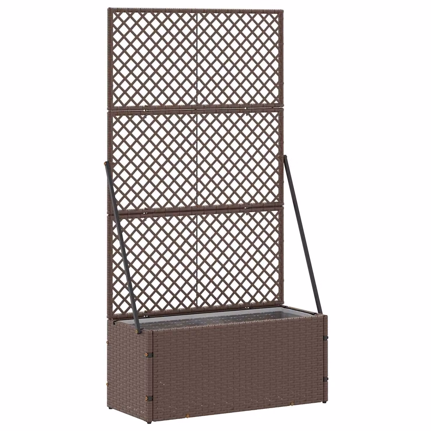 Fioriera a traliccio con vaso per piante rampicanti vidaXL, Marrone, L: 70 cm, P: 30 cm, H: 135 cm