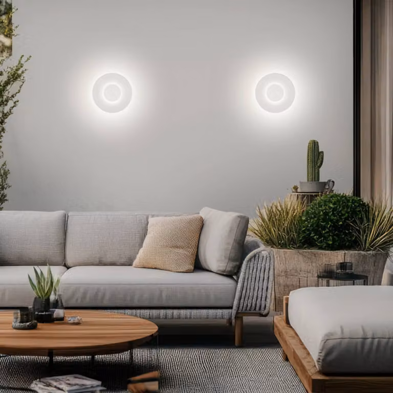 Helestra Applique da esterni a LED BUD, dimmerabile, Bianco / Opale, Alluminio, Moderno, Applique LED da esterni