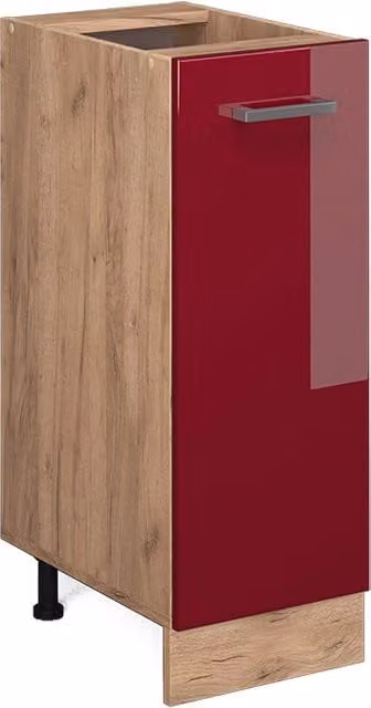 Armadio cucina dispensa alto R-Line Rosso lucido/Rovere dorato 30 cm senza piano di lavoro Vicco