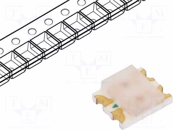 5 LED SMD, dimensioni 3,2x2,7x1,1 mm, angolo di visione 170°, modello 1210, colore arancione/verde, tensione 2,2÷2,6/2,2÷2,6V, codice prodotto F-C157, diodi LED