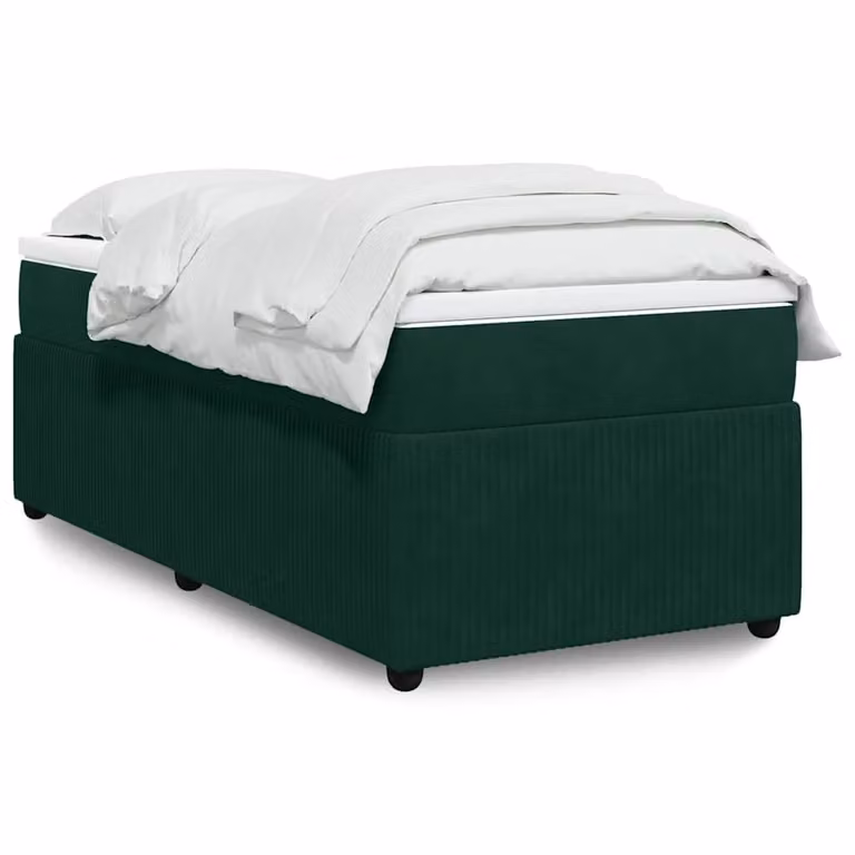 vidaXL Giroletto a Molle con Materasso in Velluto Verde, L/P/H: 90 x 200 cm