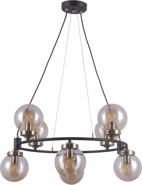 Lampadario Italux Galvez industriale nero opaco 8xE14