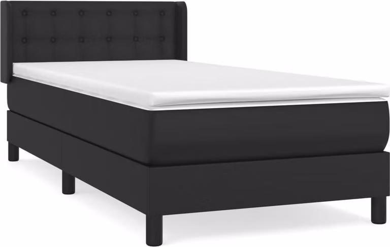 Giroletto a Molle con Materasso Nero 90x200 cm in Pelle finta