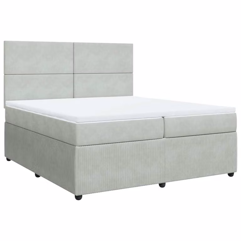 Giroletto a Molle con Materasso Grigio Chiaro 200x200cm Velluto