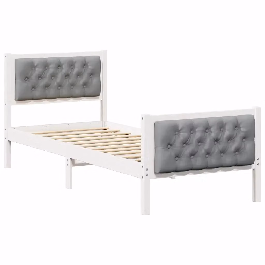 Struttura del letto minimalista vidaXL in pino massello bianco e grigio 80 x 190 cm – 2