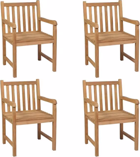 Sedie da Giardino 4 pz con Cuscini Verdi in Massello di Teak 3073024