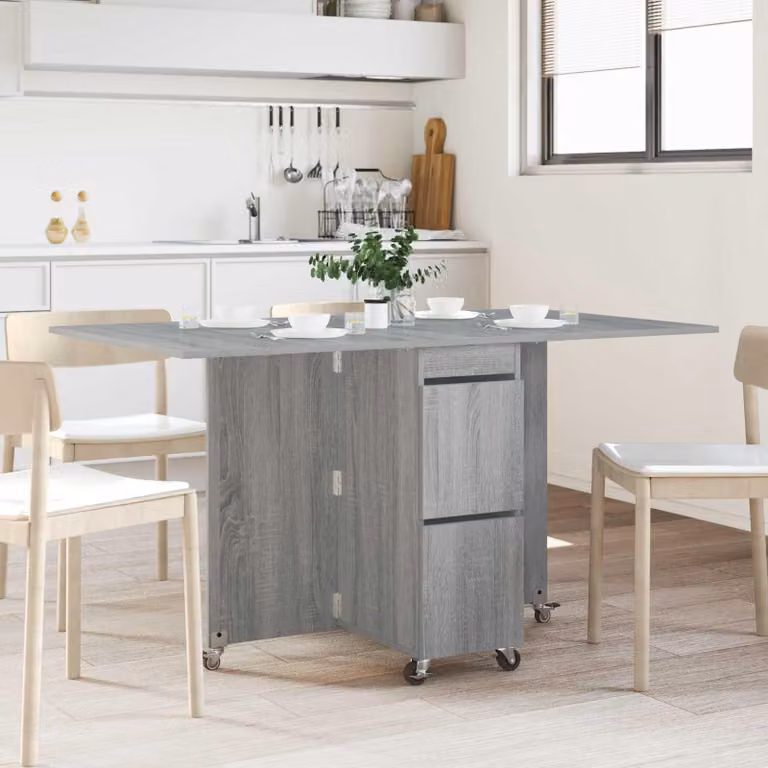 Maison Exclusive - Tavolo da pranzo, dimensioni 140 x 80 x 77 cm, materiale composito in legno, colore grigio Sonoma