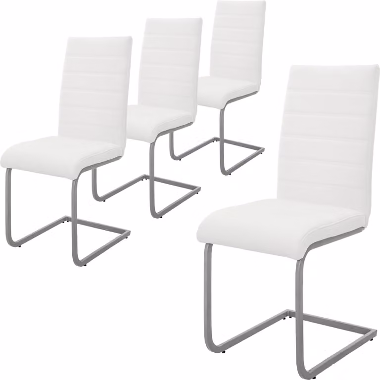 ML-Design set di 4 sedie da pranzo con schienale, bianco, in Pelle finta