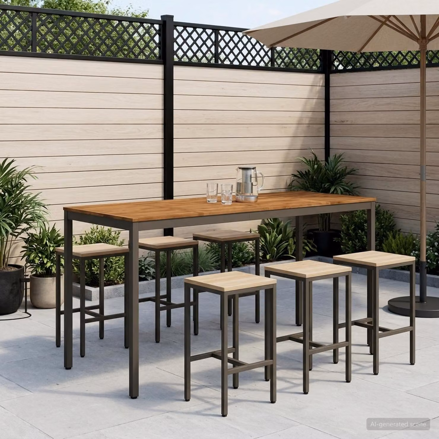 vidaXL Tavolo Bar da Giardino NAARDEN in Legno di Acacia, Colore Marrone, L/P/H: 105 x 60 x 80,5 cm