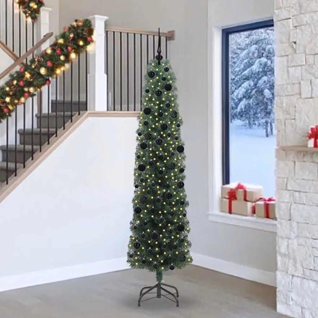 Albero di Natale artificiale moderno vidaXL verde con 300 LED luce bianca calda, Altezza: 240 cm