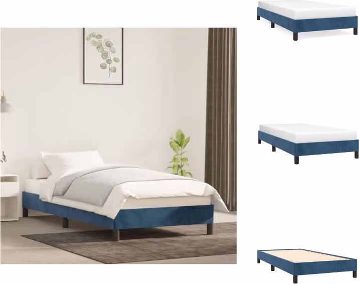 vidaXL Struttura letto blu scuro 90x200 cm in velluto - Letti e strutture letto