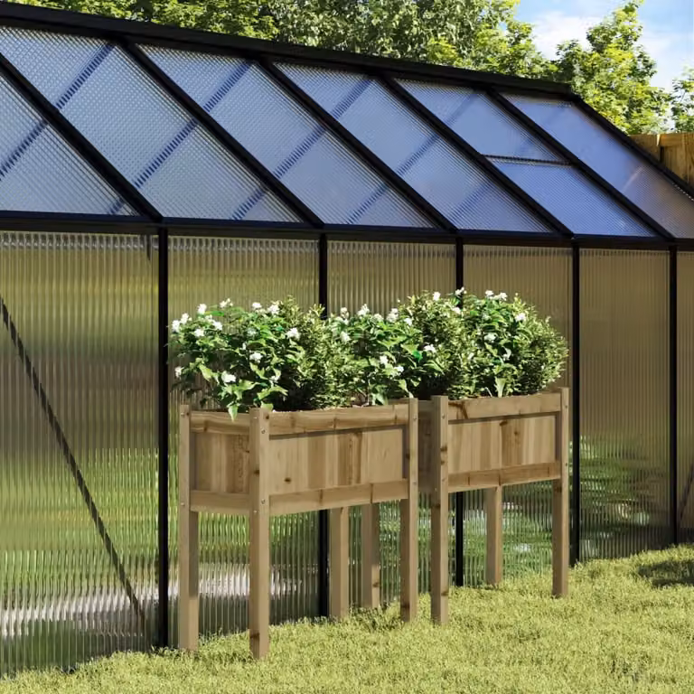 Set di 2 fioriere da giardino vidaXL in legno marrone per orto e piante ornamentali