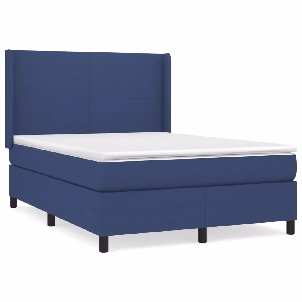 Letto Ibrido vidaXL con Giroletto a Molle e Materasso in Tessuto Blu e Bianco L/P/H: 140 x 200 x 40 cm – 2