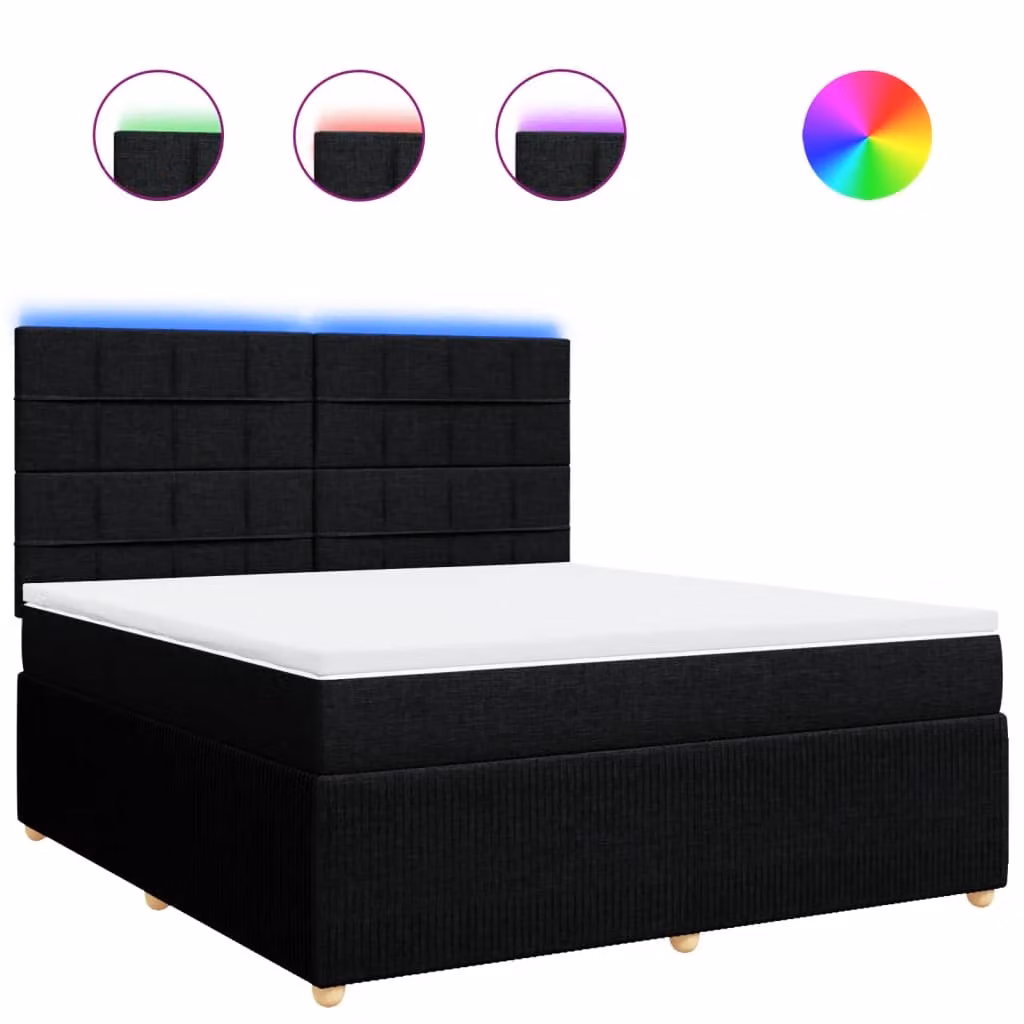 Giroletto a Molle con Materasso Nero 180x200 cm in Tessuto