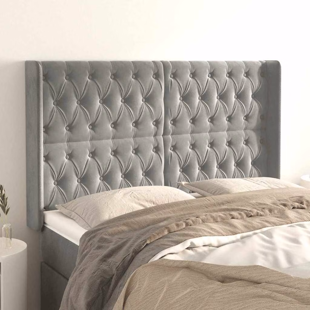 Testiera ad Orecchio vidaXL in Velluto Grigio L: 147 cm, P: 16 cm, H: 118-128 cm – 1