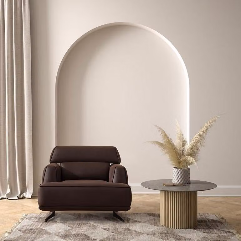 Designer Brauner Sessel Polstermöbel Lounge Einsitzer Wohnzimmer Möbel