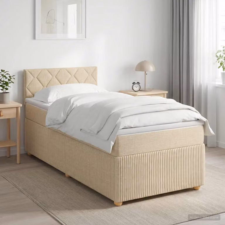 Maison Exclusive - Letto boxspring con materasso e testiera Crema 90 x 200 cm Tessuto