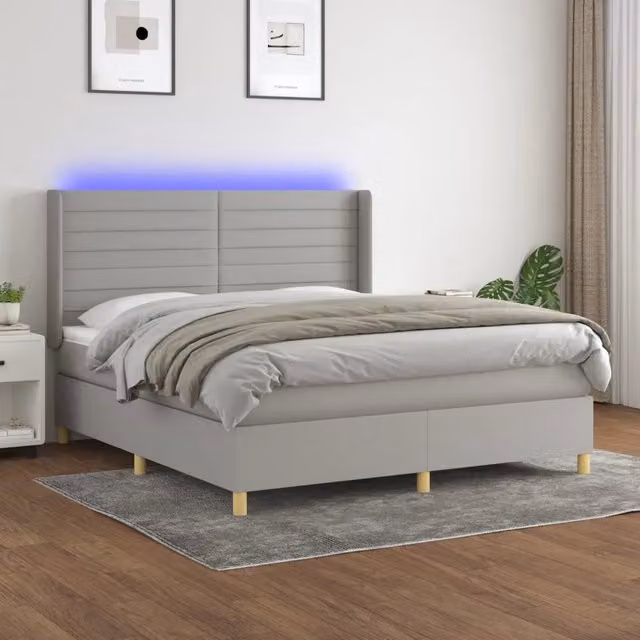 Letto Ibrido con Materasso e Illuminazione LED vidaXL Grigio Chiaro L/P/H: 160 x 200 x 31 cm – 1