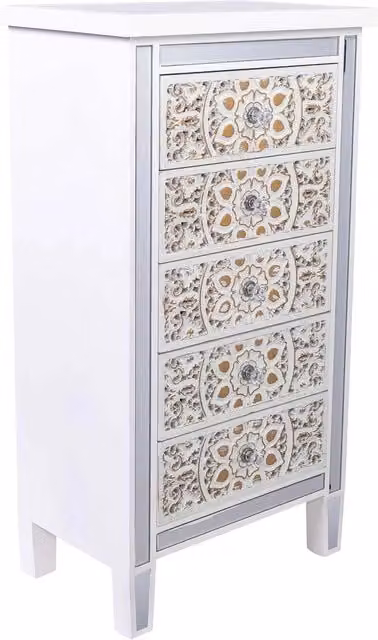 Cassettiera in legno e vetro con 5 cassetti 48x30x89