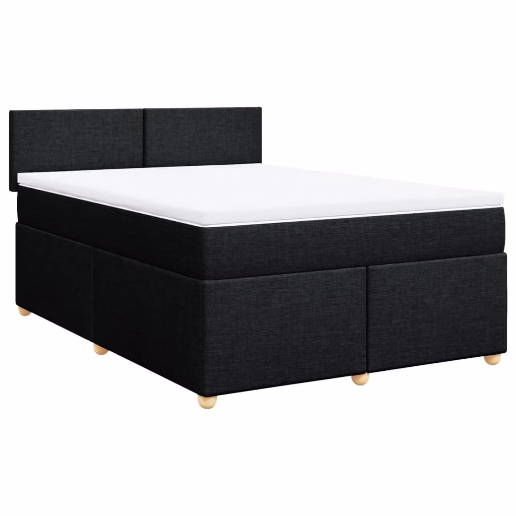 Giroletto a Molle con Materasso Nero 160x200 cm in Tessuto