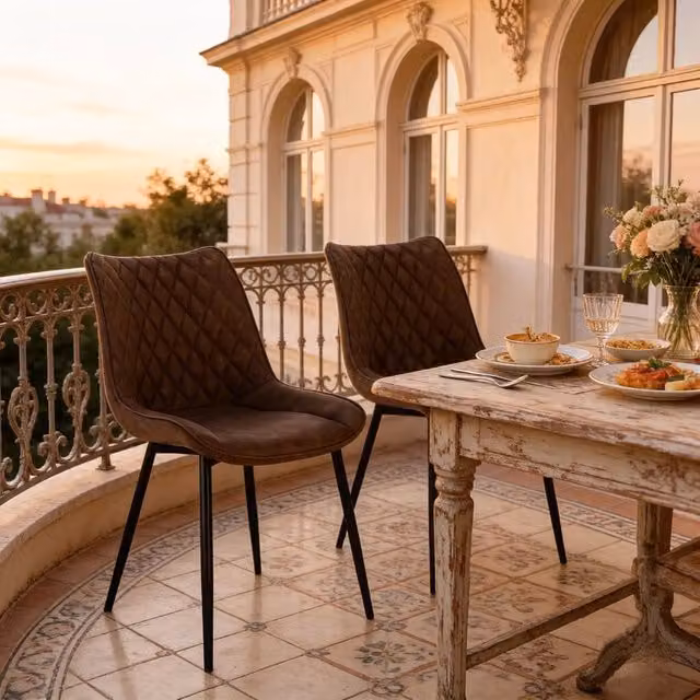 Set di 2 sedie da pranzo WISHDOR in similpelle marrone con gambe in metallo e design moderno ed ergonomico