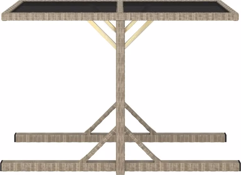 Tavolo da Giardino Beige 110x53x72 cm in Vetro e Polyrattan