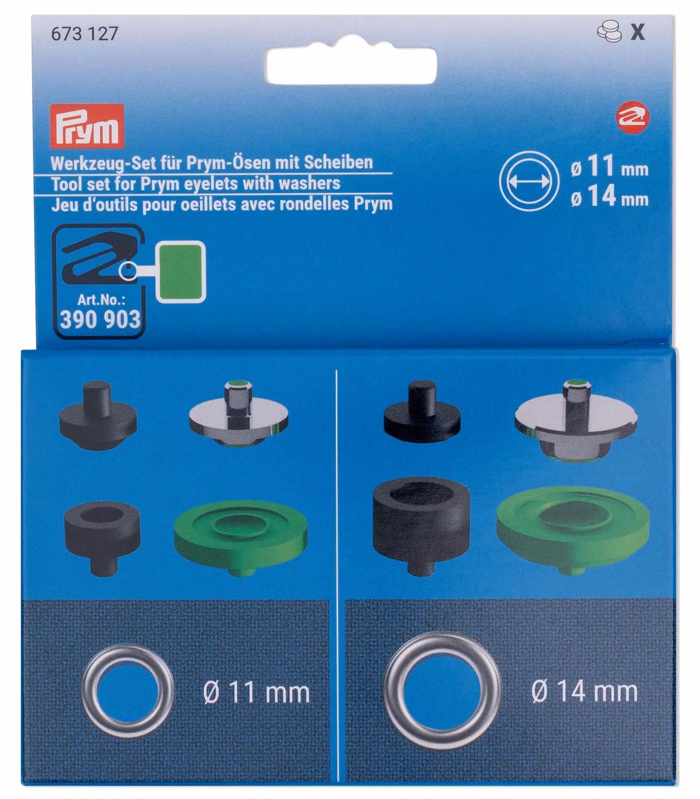 Set di strumenti per occhielli, 11+14 mm, 8 pezzi, comprensivo di strumenti per forare e fissare