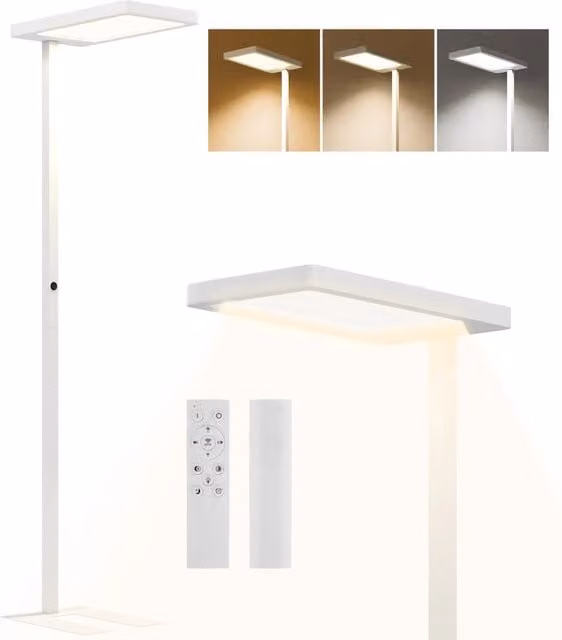 Lampada da terra LED dimmerabile bianca con telecomando per soggiorno L/P/H: 60 x 32 x 196 cm
