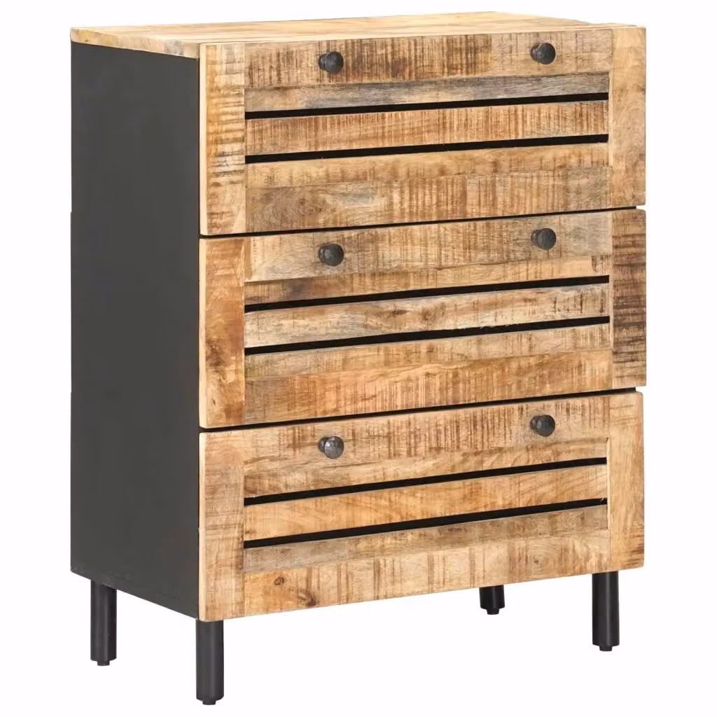 Armadio da stoccaggio vidaXL in legno di mango massello marrone con ante a rullo e ripiani interni L: 60 cm, P: 33 cm, H: 75 cm – 2