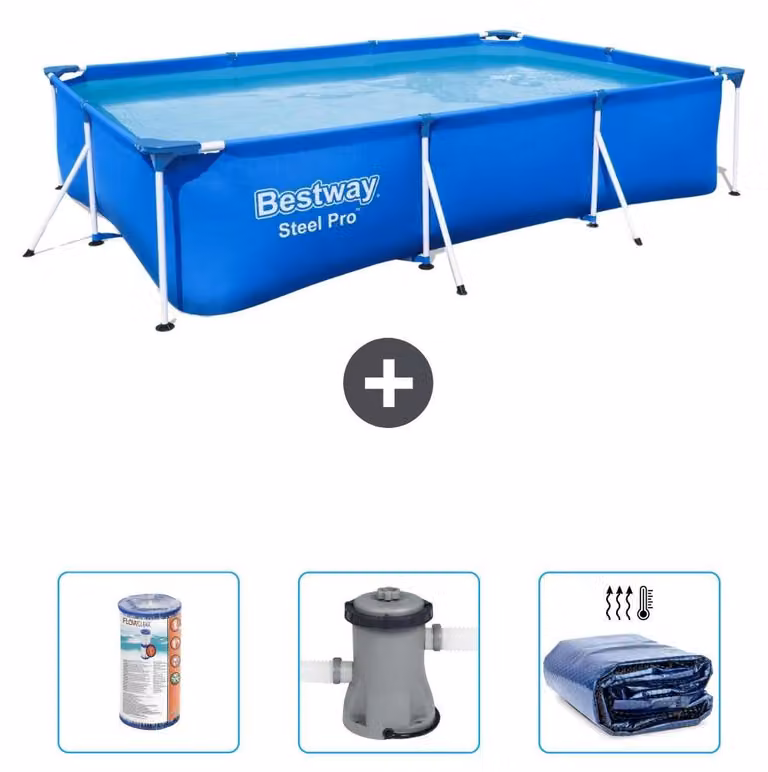 Bestway Steel Pro, piscina rettangolare - 300x201x66 cm - 4 pezzi - Modello S22297