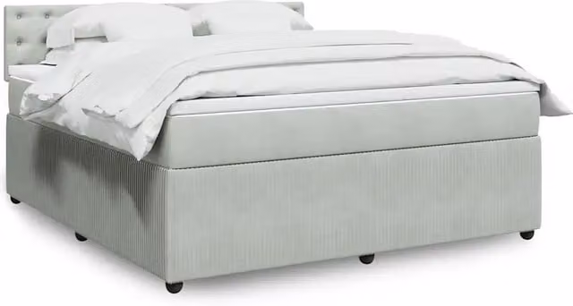 Letto Ibrido con Giroletto a Molle e Materasso vidaXL in Velluto Grigio e Bianco L/P: 180 x 200 cm