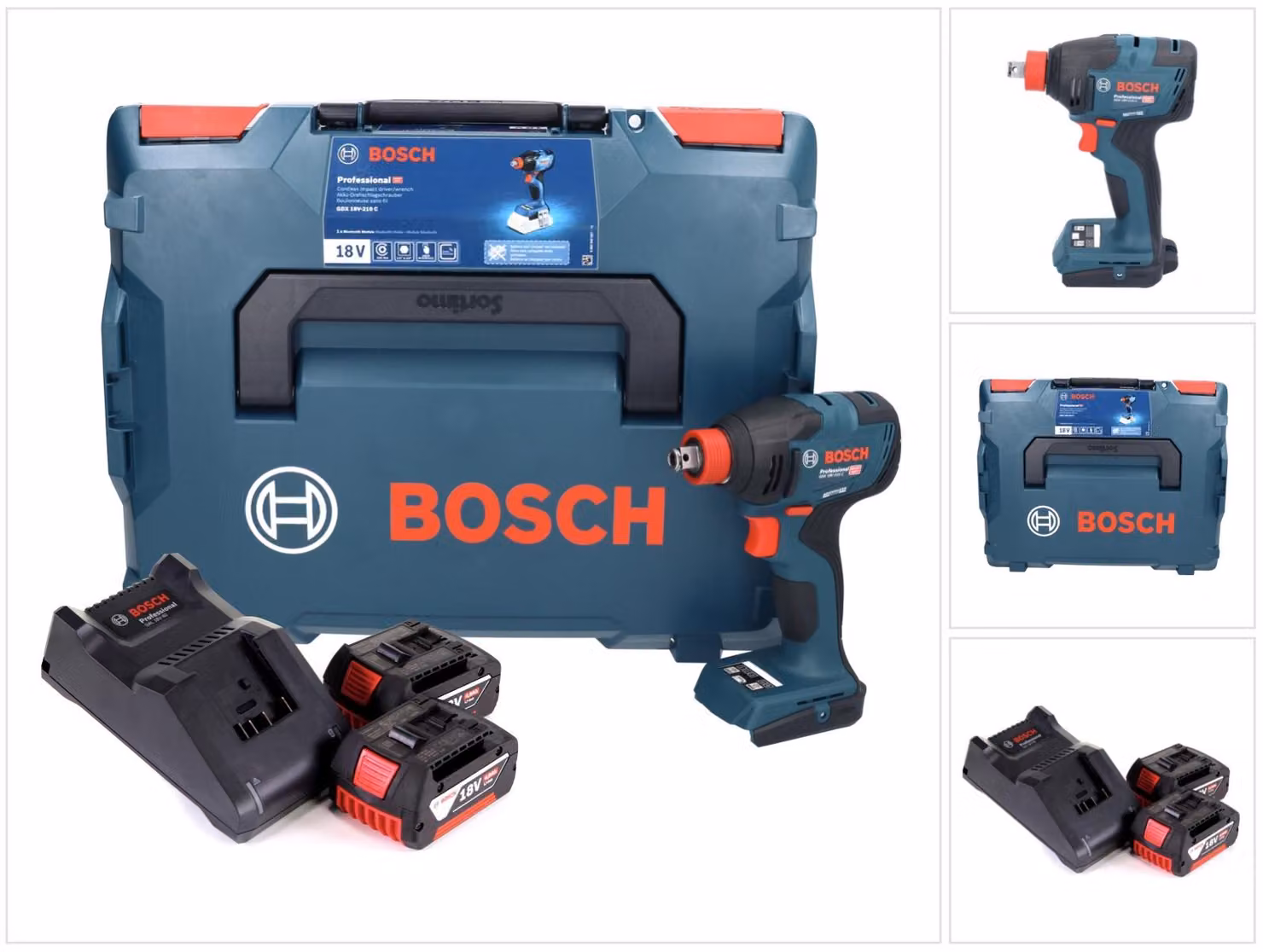 Bosch GDX 18V-210 C Avvitatore a impulsi professionale a batteria 18 V 210 Nm brushless + 2x batteria ricaricabile 4,0 Ah + caricabatterie + L-Boxx