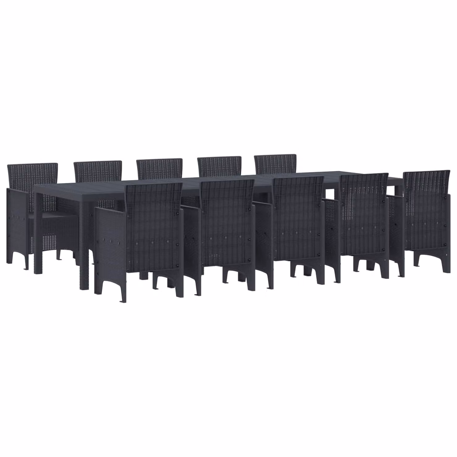 vidaXL Set da Pranzo per Giardino e Terrazza in Polyrattan Antracite, 11 Pezzi – 2