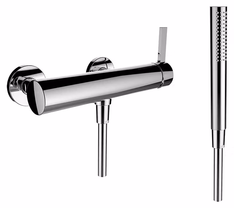 LAUFEN Kartell Mitigeur monocommande de douche pour montage apparent, un consommateur, avec accessoires, chromé, H3313370041411, H3313370041411