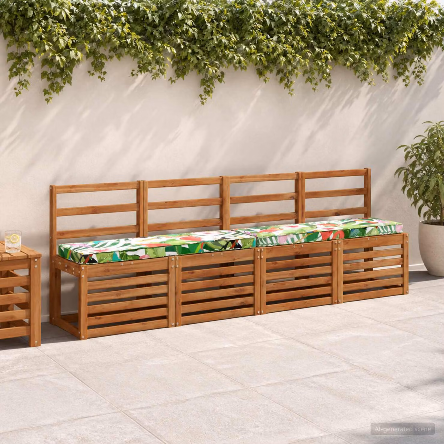 Set di 2 cuscini per panchina vidaXL multicolore in poliestere con rivestimento rimovibile e resistente ai raggi UV