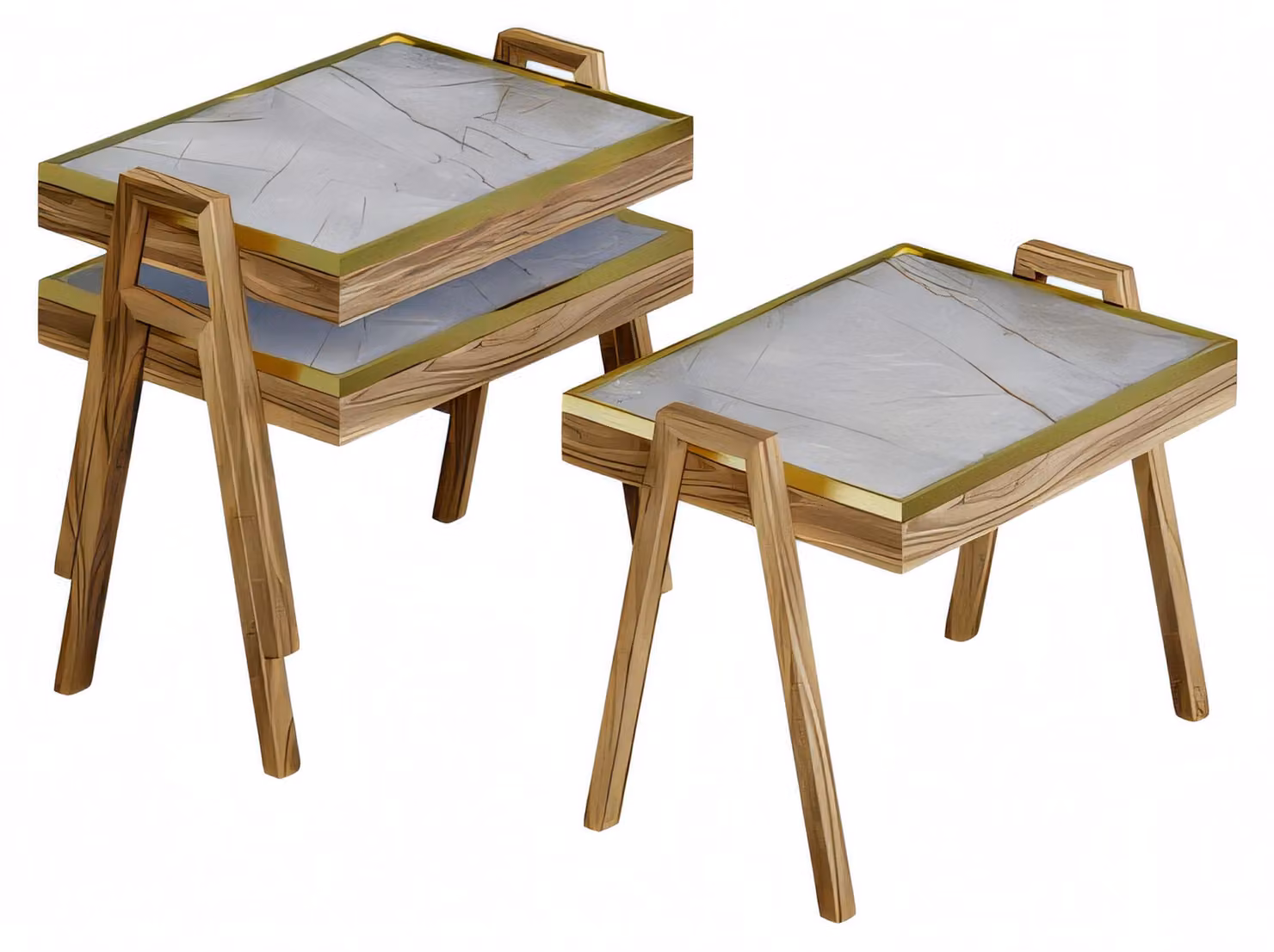 Couchtisch-Set Holz Beige Modern Elegant