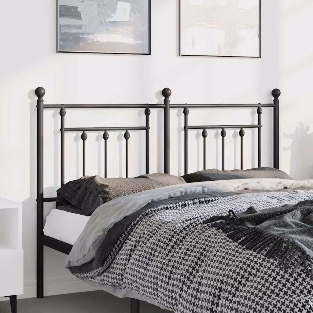 Testiera di ricambio in metallo nero vidaXL per letto 150x200 cm