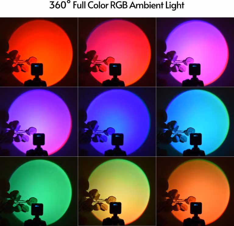Mini luce video portatile RGB LED Ambient con temperatura di due colori 2500 K-9000 K, luminosità dimmerabile CRI 95+, slitta fredda, foro per vite da 1/4 di pollice per fotografia in studio, riprese di ritratti, feste, live stream