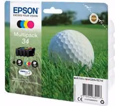 Multipack di cartucce inchiostro Epson Durabrite Ultra Serie Pallina da Golf Colori Nero, Ciano, Magenta, Giallo C13T34664010