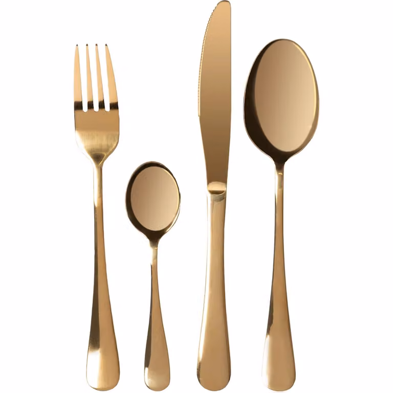 Servizio posate Gusto Casa Ivòn Amaris Shining Gold in acciaio inox oro lucido, 24 pezzi