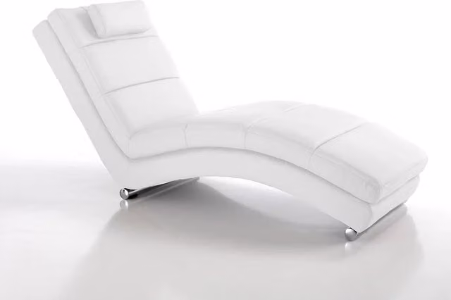 Chaise longue in pelle sintetica bianca cm H.85xL.62xP.172