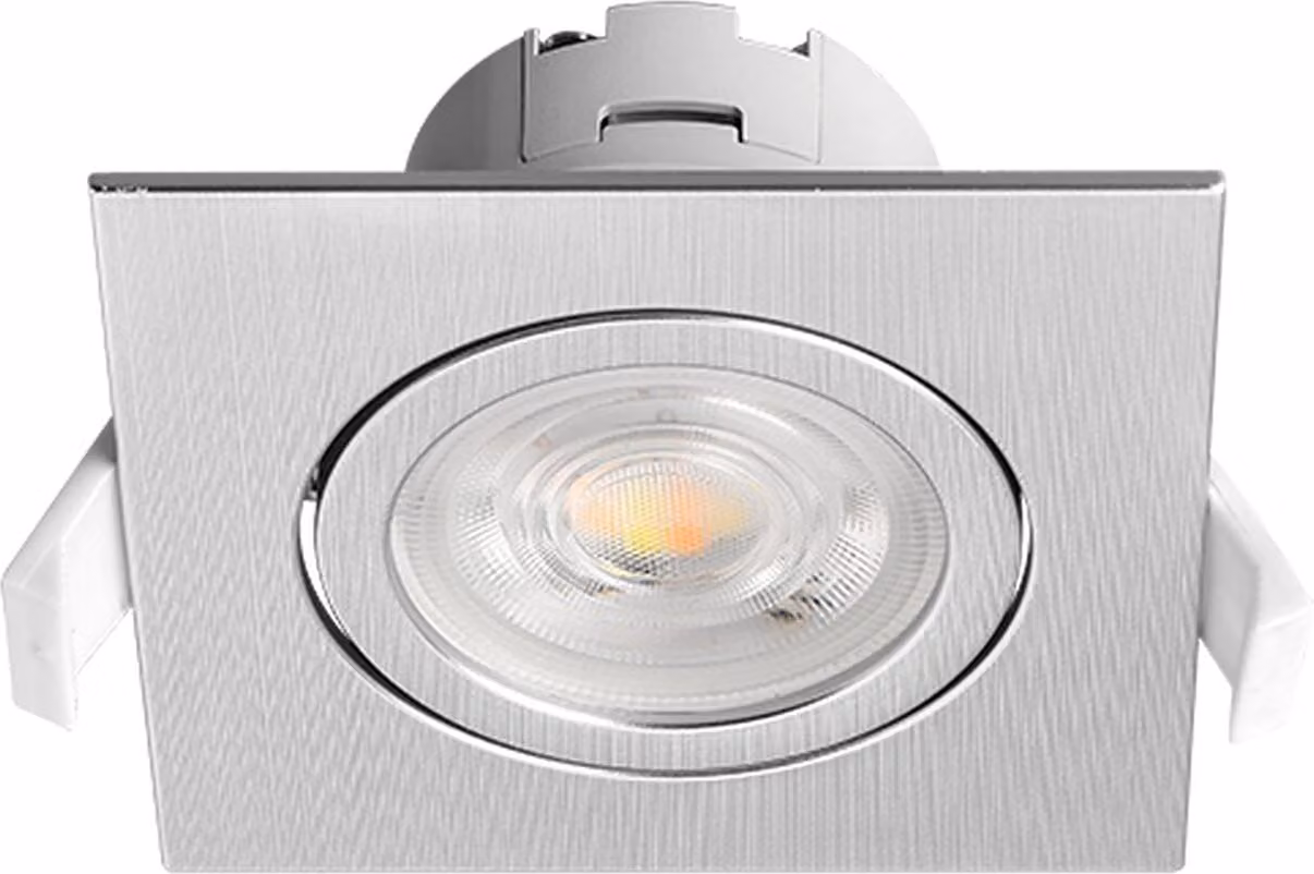 Braytron Luce da incasso orientabile Spot LED 7W 670 Lumen SQR Ø70mm IP20 Downlight 3000K-6500K Angolare Argento