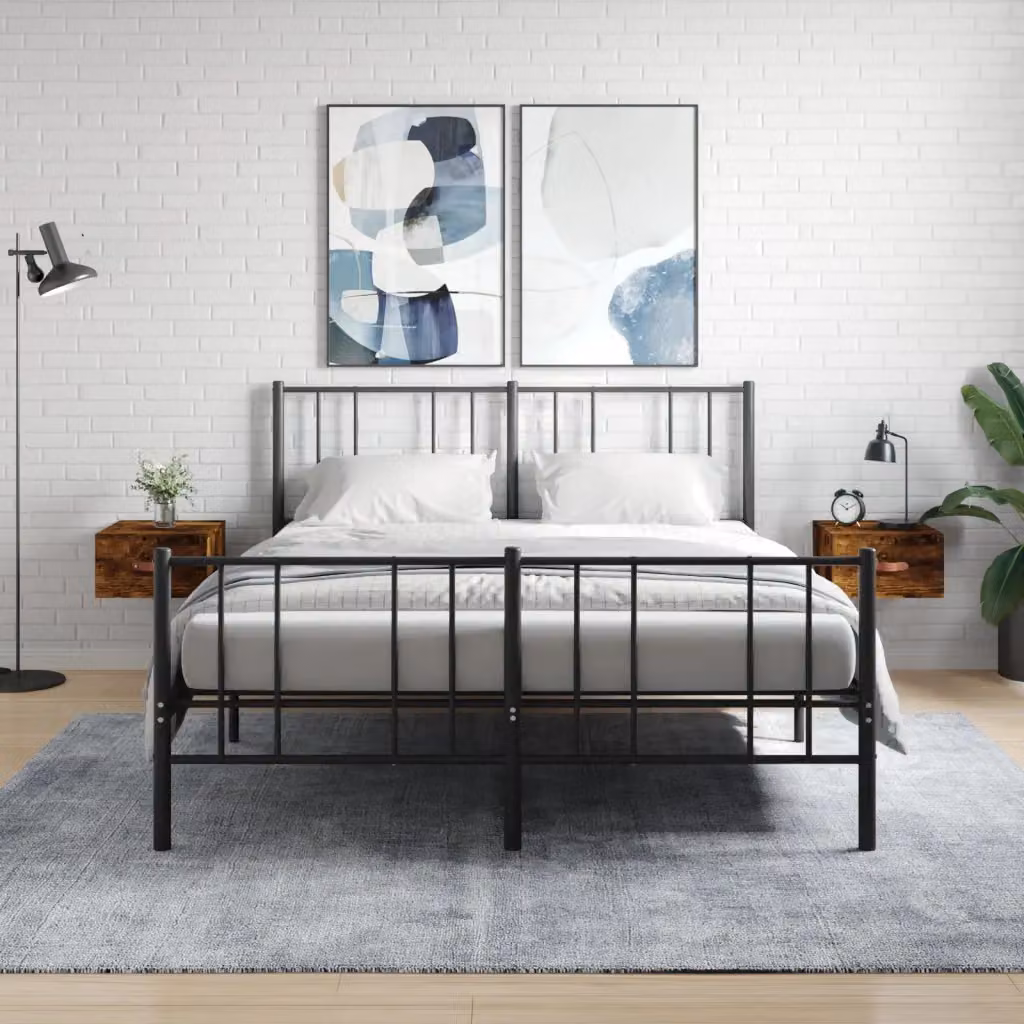 Set di 2 comodini da muro vidaXL in rovere fumo L/P/H: 35 x 35 x 20 cm