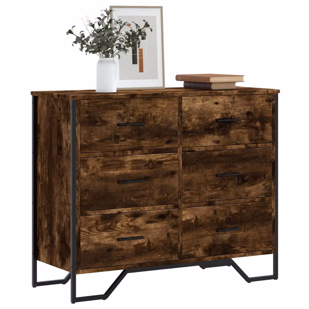 Cassettiera vidaXL Rovere Sonoma in MDF Marrone L 91 cm, P 35,5 cm, H 74,5 cm – 1