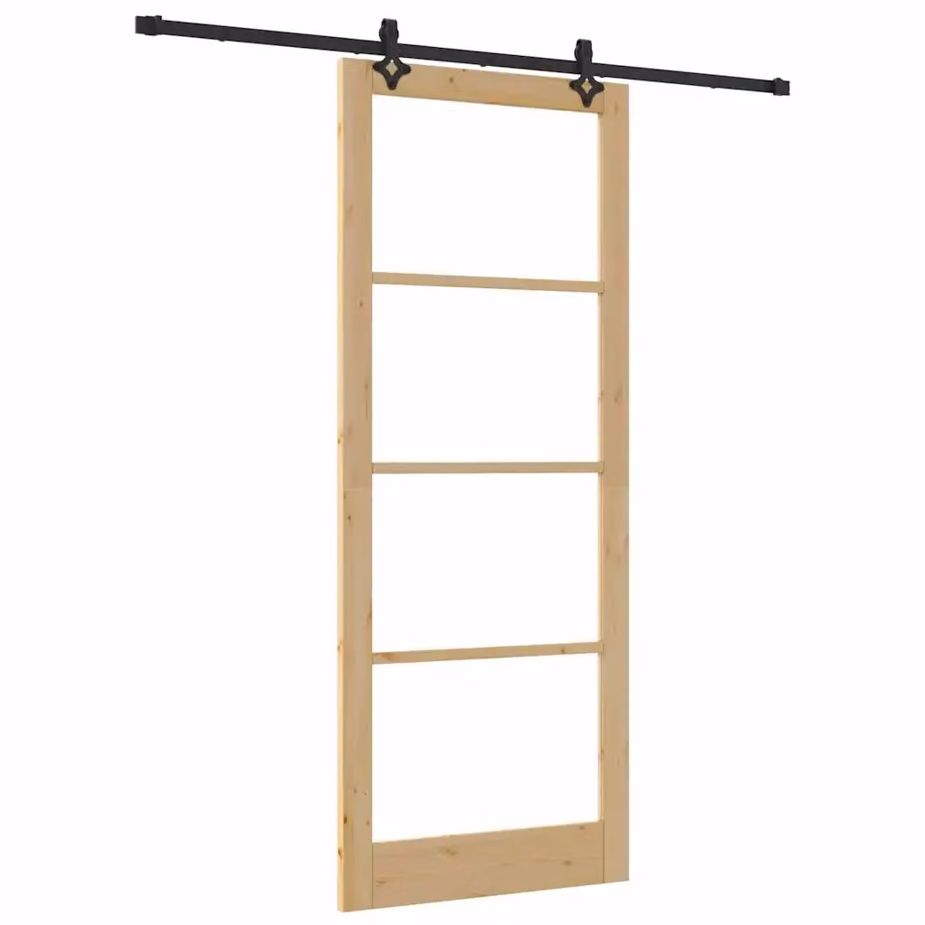 Porta scorrevole moderna vidaXL in legno e vetro, colore marrone e beige, H: 232 cm, L: 93 cm – 2