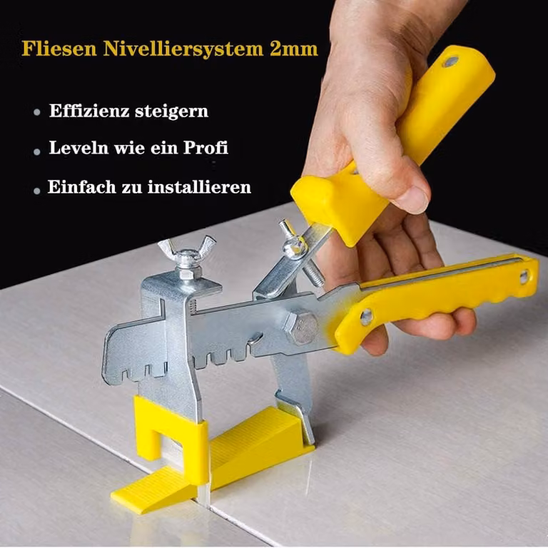 Sistema di livellamento per piastrelle, 2 mm, con 300 clip, 100 distanziatori, pinza, per pavimenti