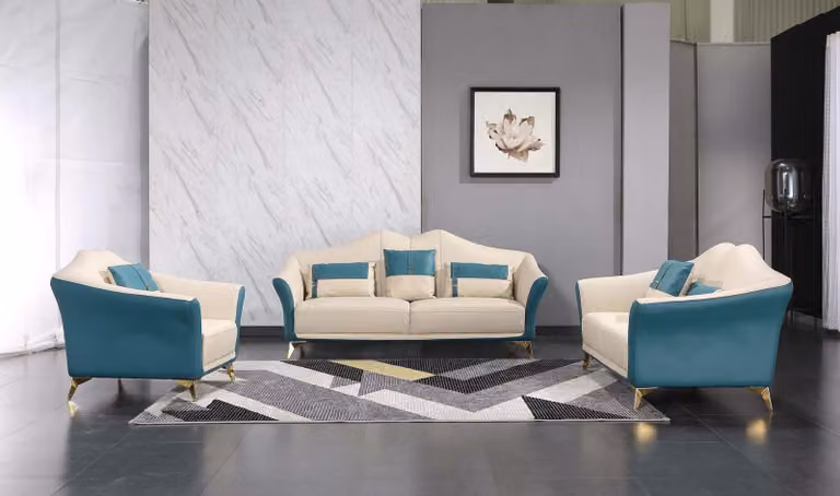 Ledersofa Sofagarnitur Komplette Garnitur Wohnzimmer Möbel Set Polster Couchen
