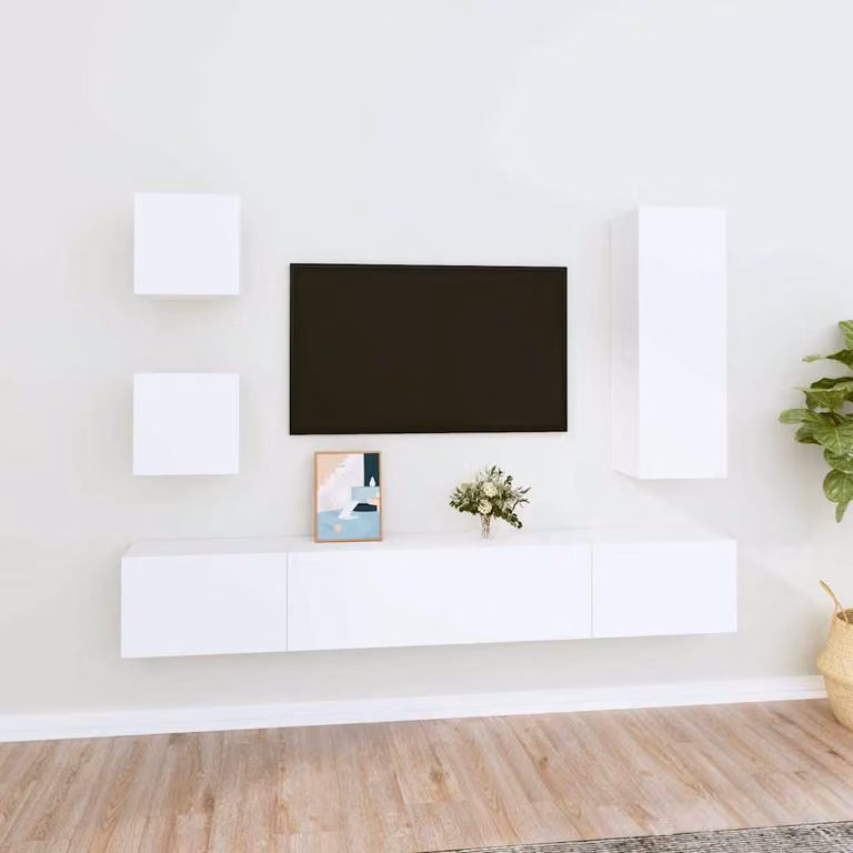 vidaXL Set di Mobili Porta TV 5 Pezzi Bianco in Legno Multistrato per Soggiorno