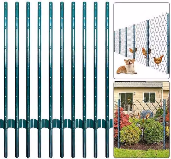 Recinzioni da giardino - Struttura metallica a forma di U - Altezza 121 cm, 10 pezzi